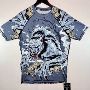LAFROI Burst mens short‎ sleeve wolf graphic base layer performance shirt Sz XXL